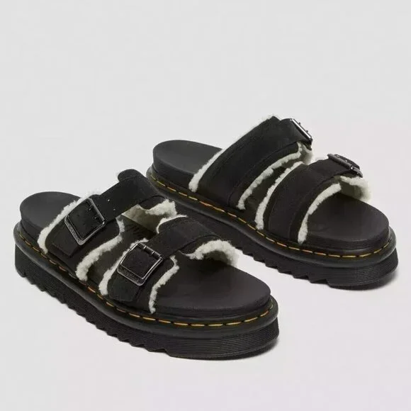 Dr. Martens Myles Faux Fur Platform Sandals Men's Sz 14 DOC MARTEN Suede - Picture 1 of 12
